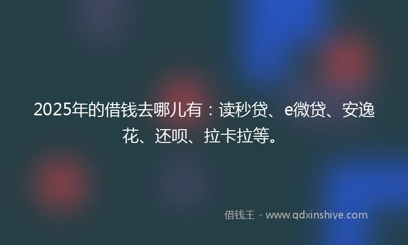 2025年的借钱去哪儿有:读秒贷、e微贷、安逸花、还呗、拉卡拉等。