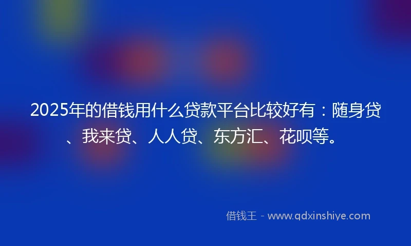 2025年的借钱用什么贷款平台比较好有：随身贷、我来贷、人人贷、东方汇、花呗等。