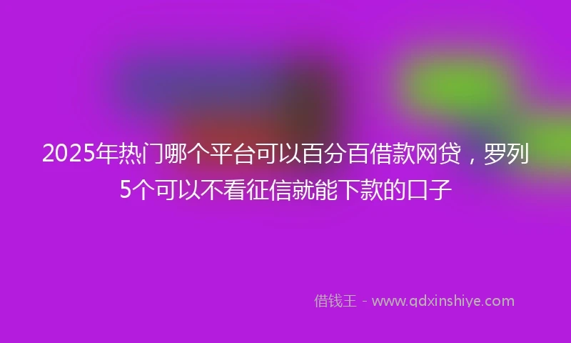 2025年热门哪个平台可以百分百借款网贷，罗列5个可以不看征信就能下款的口子
