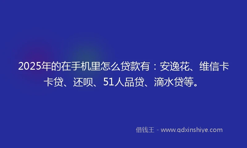 2025年的在手机里怎么贷款有：安逸花、维信卡卡贷、还呗、51人品贷、滴水贷等。