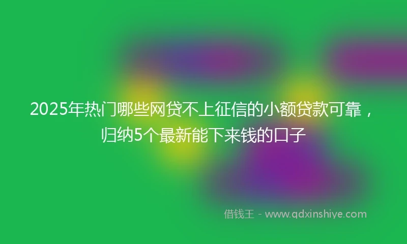 2025年热门哪些网贷不上征信的小额贷款可靠，归纳5个最新能下来钱的口子