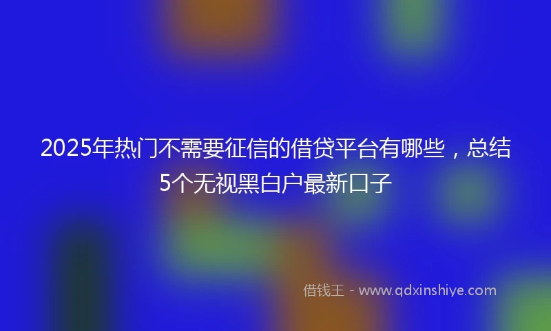 2025年热门不需要征信的借贷平台有哪些，总结5个无视黑白户最新口子