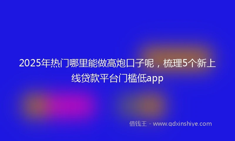 2025年热门哪里能做高炮口子呢，梳理5个新上线贷款平台门槛低app