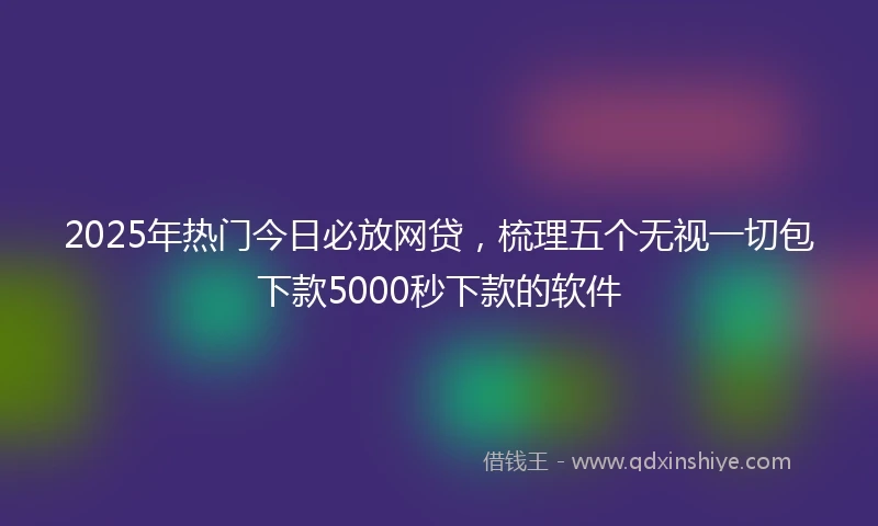 2025年热门今日必放网贷，梳理五个无视一切包下款5000秒下款的软件