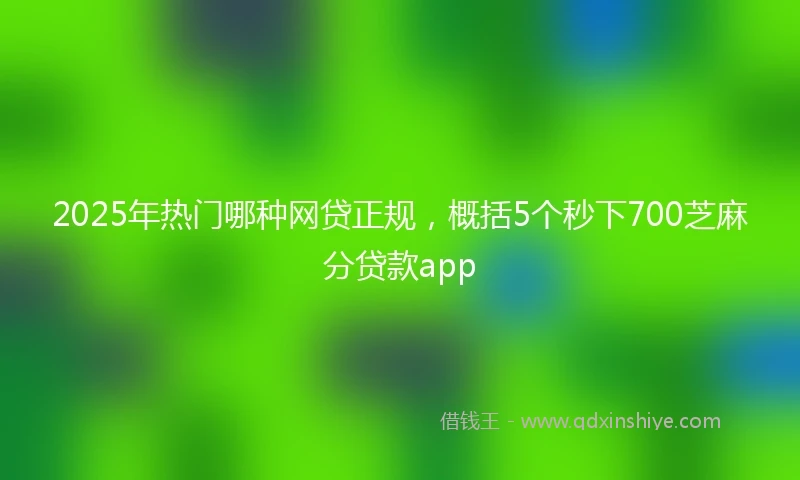 2025年热门哪种网贷正规，概括5个秒下700芝麻分贷款app