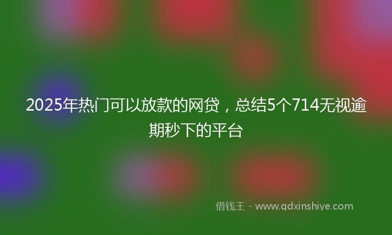 2025年热门可以放款的网贷，总结5个714无视逾期秒下的平台