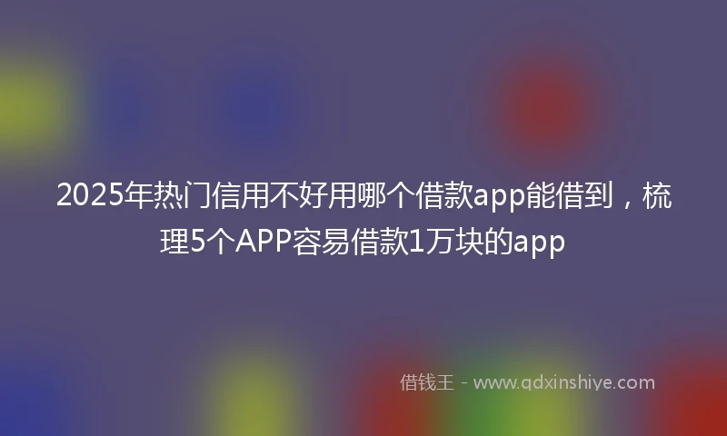 2025年热门信用不好用哪个借款app能借到，梳理5个APP容易借款1万块的app