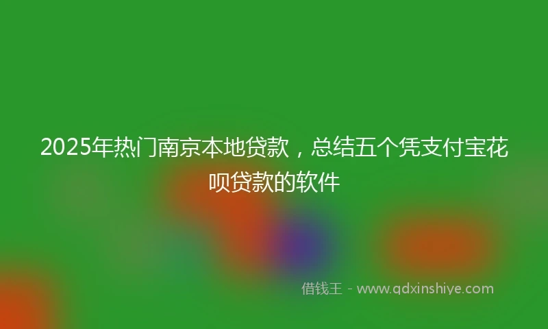 2025年热门南京本地贷款，总结五个凭支付宝花呗贷款的软件
