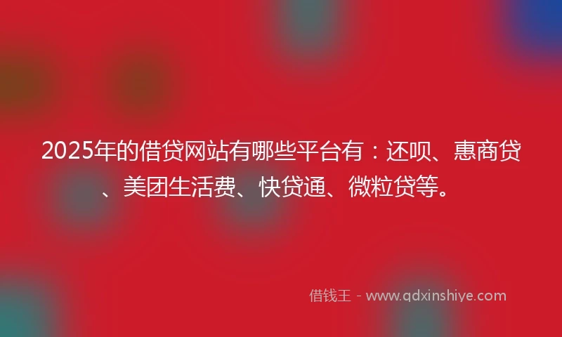 2025年的借贷网站有哪些平台有：还呗、惠商贷、美团生活费、快贷通、微粒贷等。
