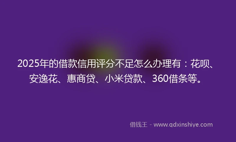 2025年的借款信用评分不足怎么办理有:花呗、安逸花、惠商贷、小米贷款、360借条等。
