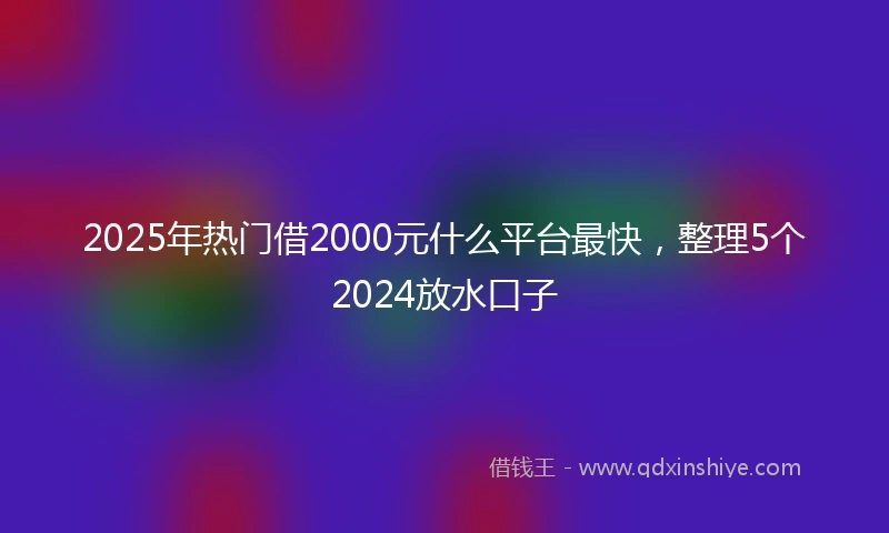 2025年热门借2000元什么平台最快，整理5个2024放水口子