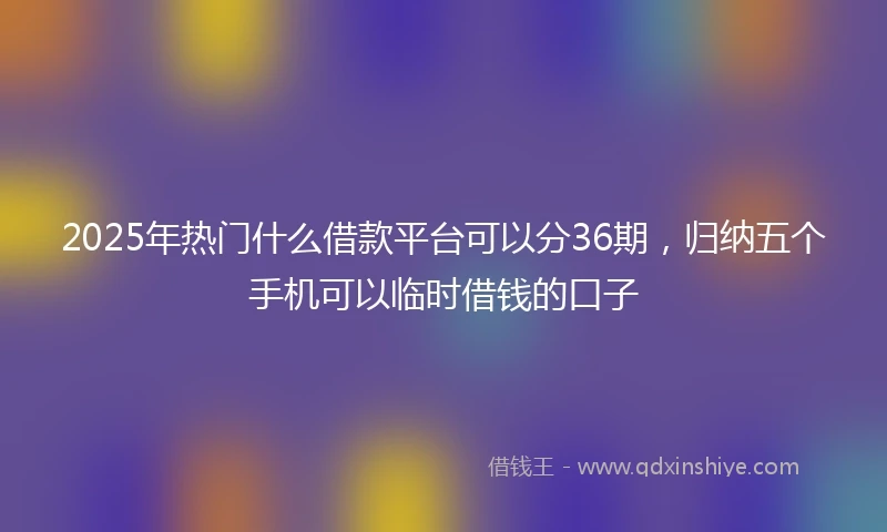 2025年热门什么借款平台可以分36期，归纳五个手机可以临时借钱的口子