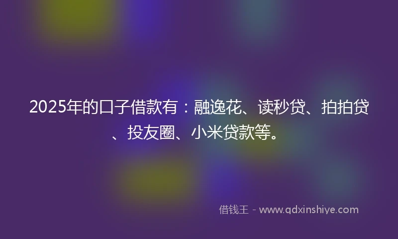 2025年的口子借款有：融逸花、读秒贷、拍拍贷、投友圈、小米贷款等。