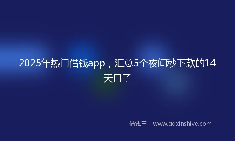 2025年热门借钱app，汇总5个夜间秒下款的14天口子