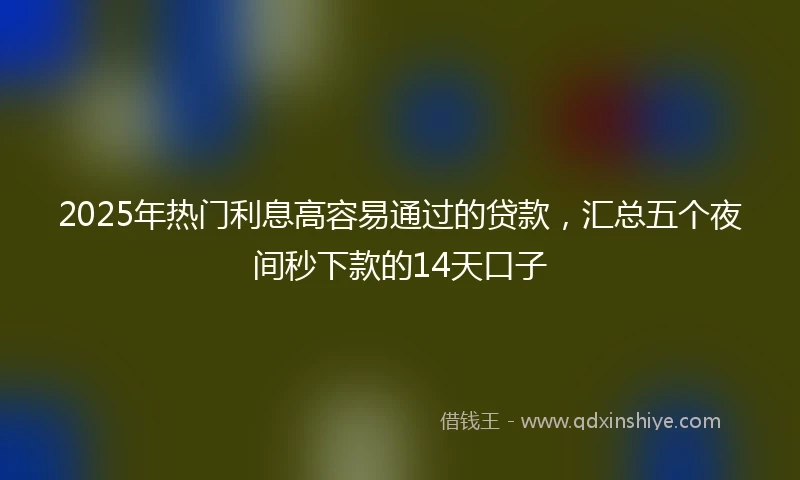2025年热门利息高容易通过的贷款，汇总五个夜间秒下款的14天口子