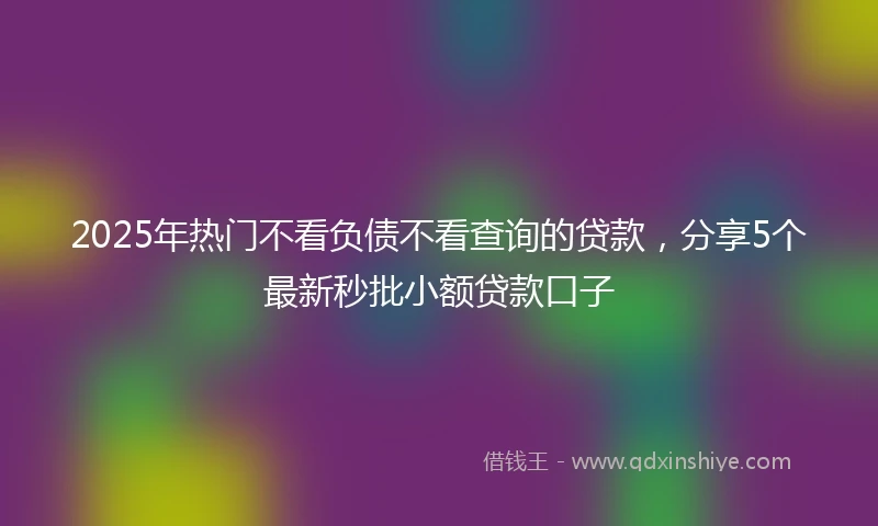 2025年热门不看负债不看查询的贷款，分享5个最新秒批小额贷款口子