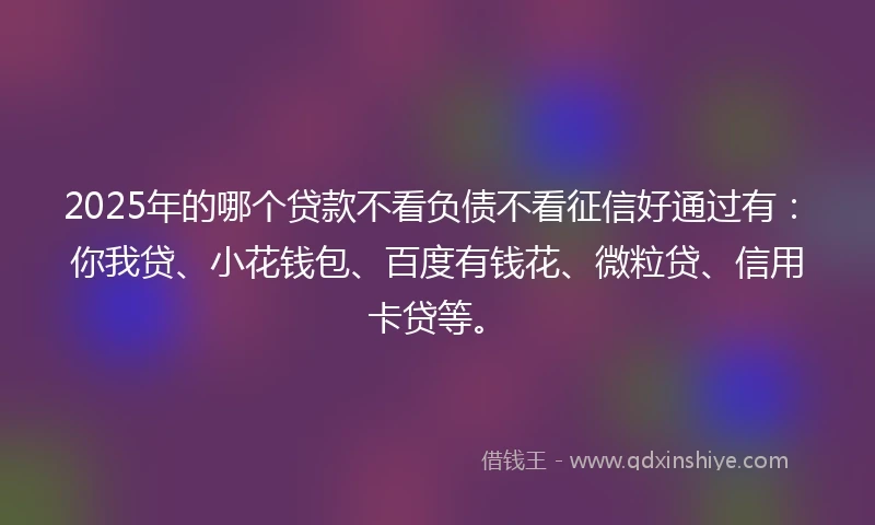 2025年的哪个贷款不看负债不看征信好通过有：你我贷、小花钱包、百度有钱花、微粒贷、信用卡贷等。