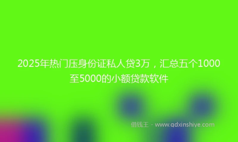 2025年热门压身份证私人贷3万，汇总五个1000至5000的小额贷款软件