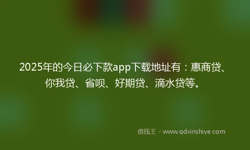 2025年的今日必下款app下载地址有：惠商贷、你我贷、省呗、好期贷、滴水贷等。