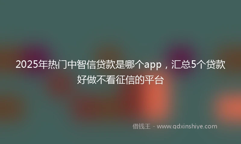 2025年热门中智信贷款是哪个app,汇总5个贷款好做不看征信的平台