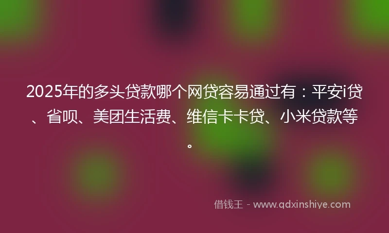 2025年的多头贷款哪个网贷容易通过有：平安i贷、省呗、美团生活费、维信卡卡贷、小米贷款等。