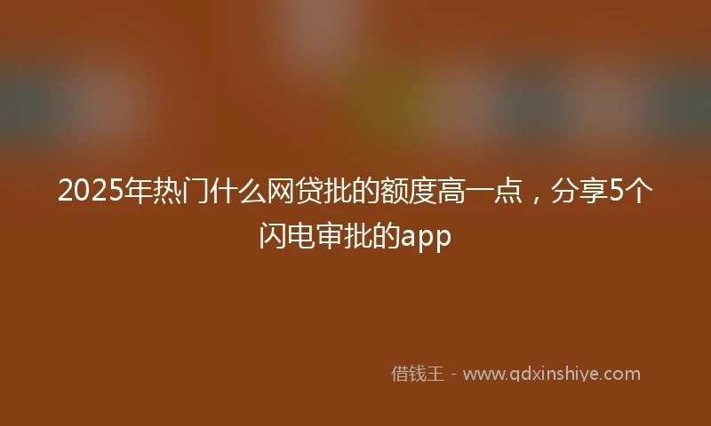 2025年热门什么网贷批的额度高一点，分享5个闪电审批的app
