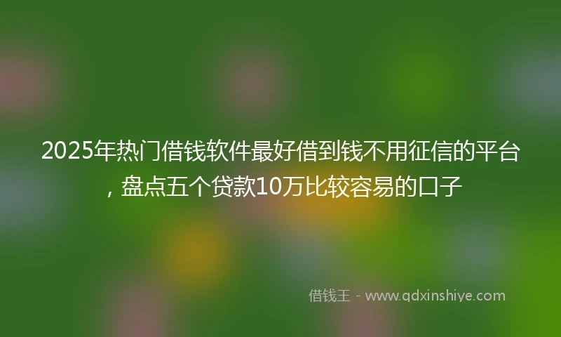 2025年热门借钱软件最好借到钱不用征信的平台，盘点五个贷款10万比较容易的口子