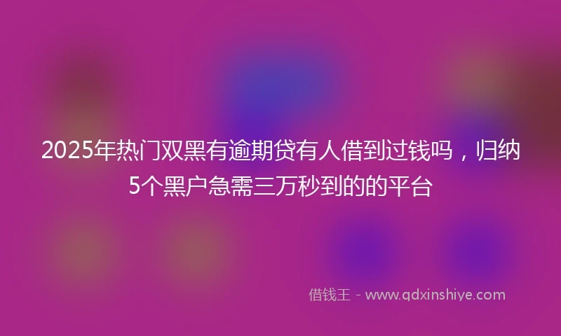 2025年热门双黑有逾期贷有人借到过钱吗，归纳5个黑户急需三万秒到的的平台