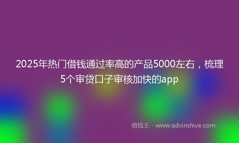 2025年热门借钱通过率高的产品5000左右，梳理5个审贷口子审核加快的app