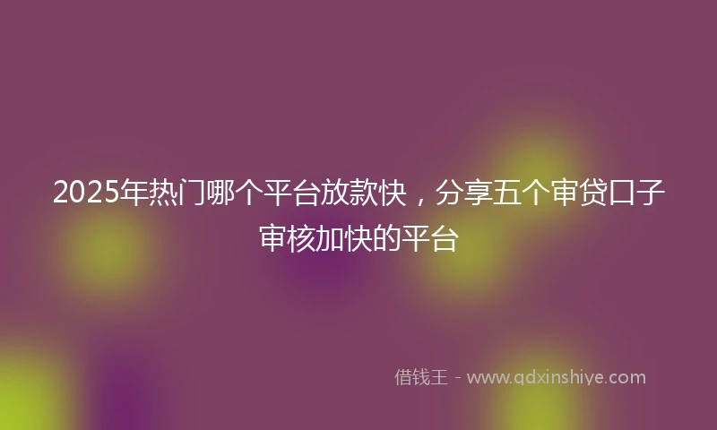 2025年热门哪个平台放款快，分享五个审贷口子审核加快的平台