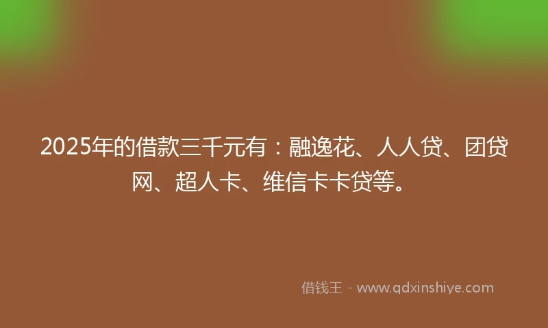 2025年的借款三千元有：融逸花、人人贷、团贷网、超人卡、维信卡卡贷等。