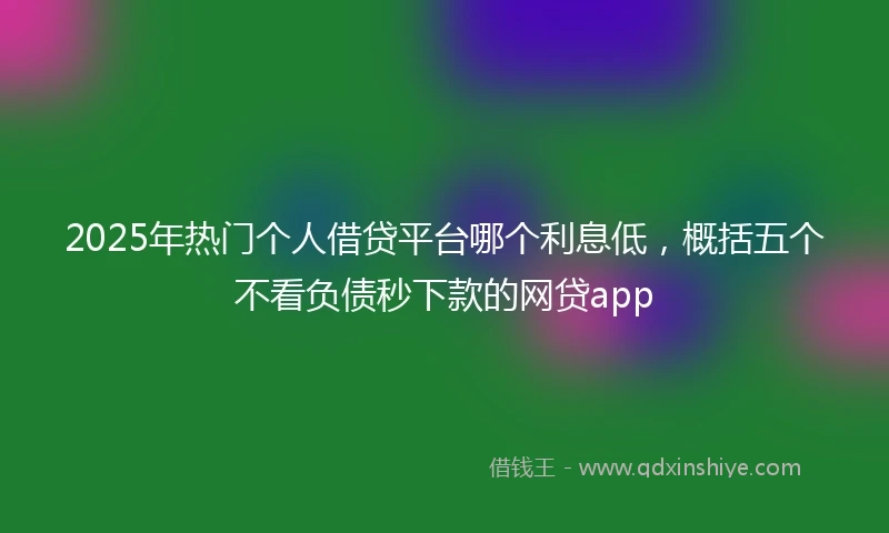 2025年热门个人借贷平台哪个利息低，概括五个不看负债秒下款的网贷app