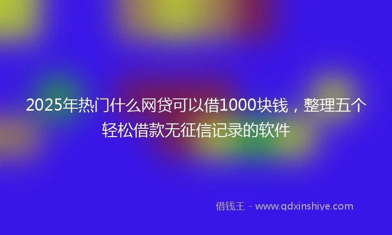 2025年热门什么网贷可以借1000块钱，整理五个轻松借款无征信记录的软件
