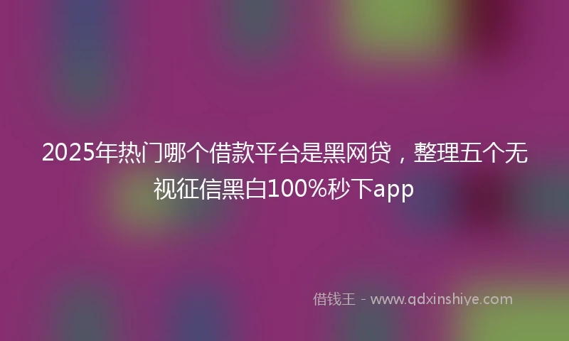 2025年热门哪个借款平台是黑网贷，整理五个无视征信黑白100%秒下app