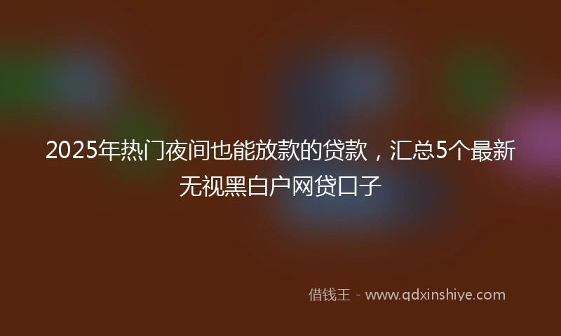 2025年热门夜间也能放款的贷款，汇总5个最新无视黑白户网贷口子