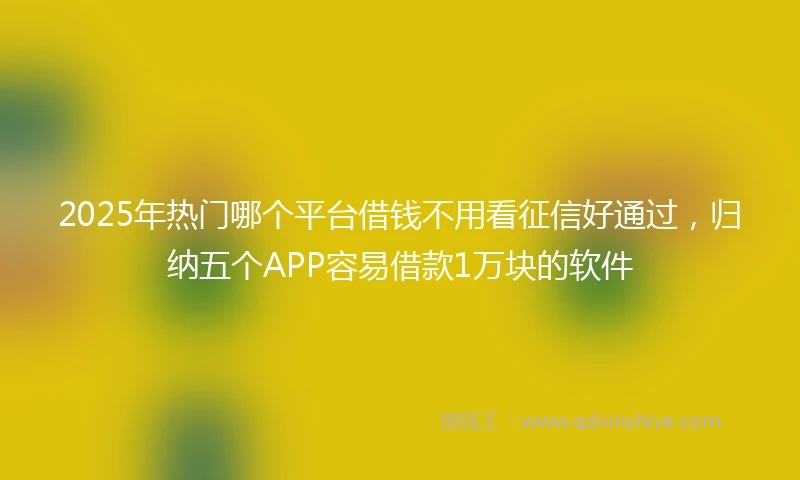 2025年热门哪个平台借钱不用看征信好通过，归纳五个APP容易借款1万块的软件