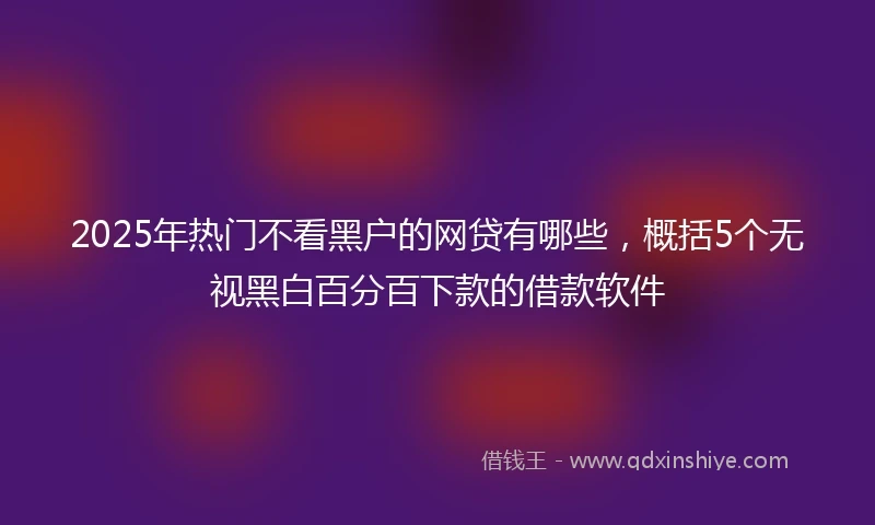 2025年热门不看黑户的网贷有哪些,概括5个无视黑白百分百下款的借款软件