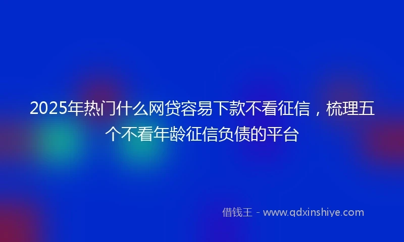 2025年热门什么网贷容易下款不看征信，梳理五个不看年龄征信负债的平台