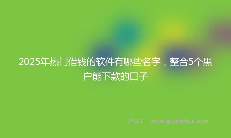 2025年热门借钱的软件有哪些名字，整合5个黑户能下款的口子