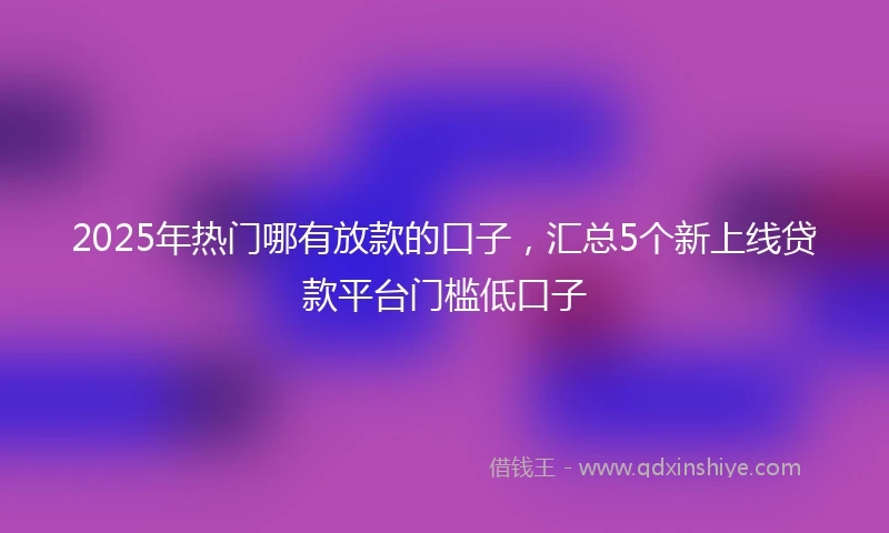 2025年热门哪有放款的口子，汇总5个新上线贷款平台门槛低口子