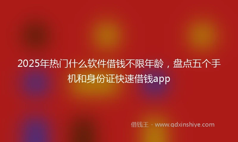 2025年热门什么软件借钱不限年龄，盘点五个手机和身份证快速借钱app