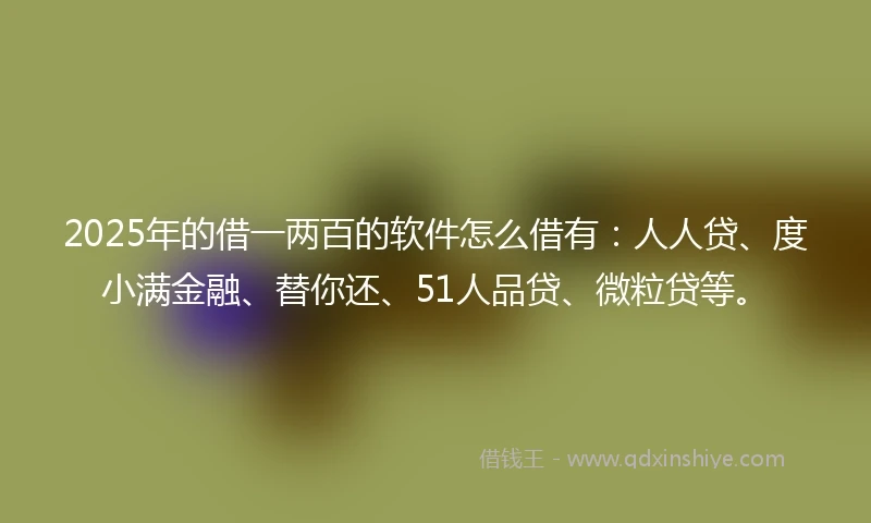2025年的借一两百的软件怎么借有：人人贷、度小满金融、替你还、51人品贷、微粒贷等。
