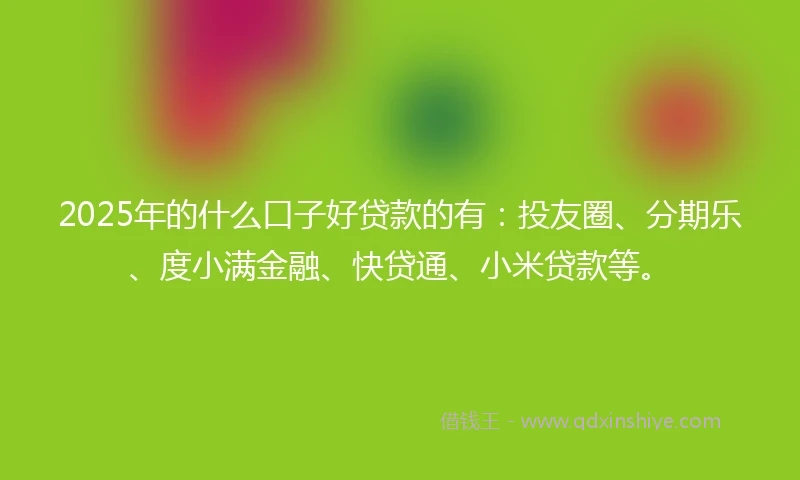 2025年的什么口子好贷款的有：投友圈、分期乐、度小满金融、快贷通、小米贷款等。