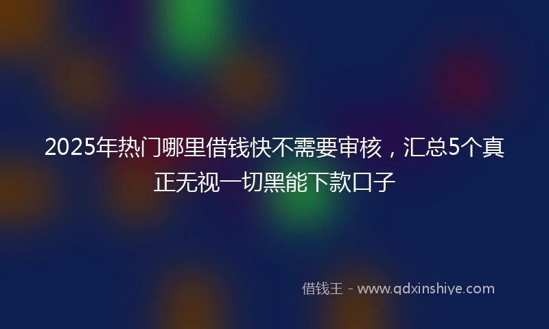 2025年热门哪里借钱快不需要审核，汇总5个真正无视一切黑能下款口子