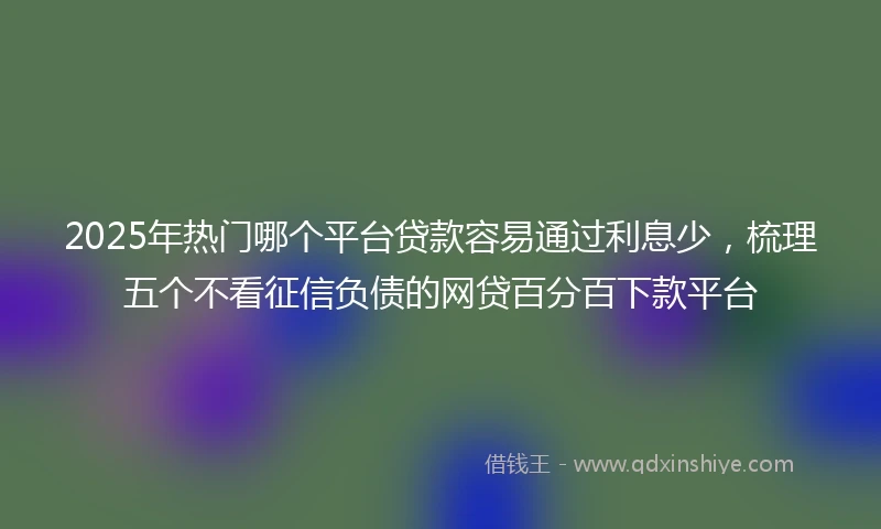 2025年热门哪个平台贷款容易通过利息少，梳理五个不看征信负债的网贷百分百下款平台