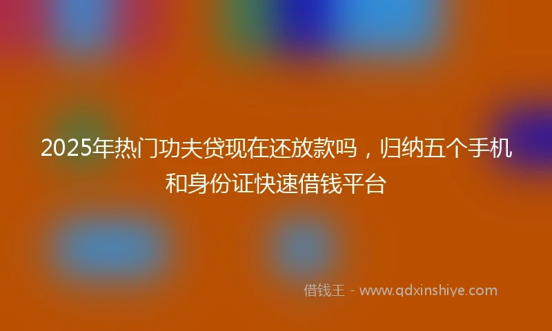 2025年热门功夫贷现在还放款吗，归纳五个手机和身份证快速借钱平台