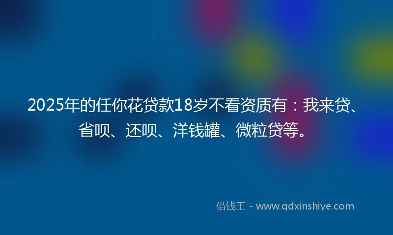 2025年的任你花贷款18岁不看资质有：我来贷、省呗、还呗、洋钱罐、微粒贷等。