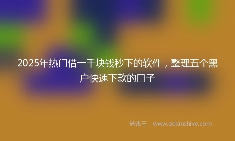 2025年热门借一千块钱秒下的软件,整理五个黑户快速下款的口子