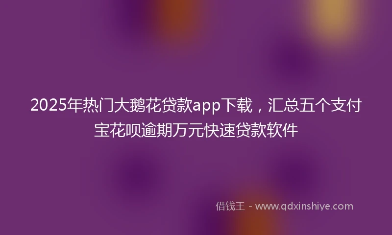 2025年热门大鹅花贷款app下载，汇总五个支付宝花呗逾期万元快速贷款软件