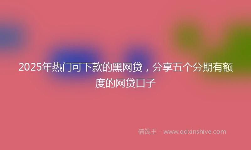 2025年热门可下款的黑网贷，分享五个分期有额度的网贷口子